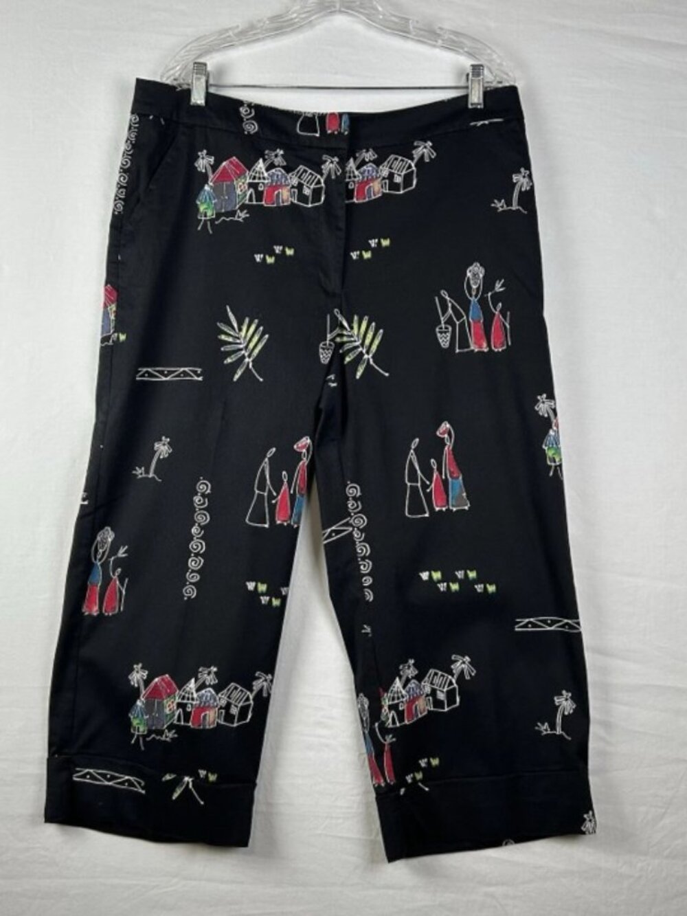 Chico’s Artistic Village Print Crop Pants XL Global Boho Wearable Art - Picture 5 of 12